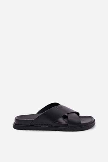 Leren slippers voor mannen Big Star TT174217 zwarte kleur 2