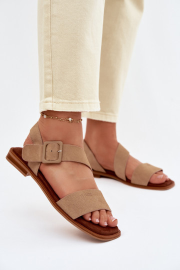 Damen-Sandalen aus Wildleder Big Star TT274491 in Sandfarbe 2