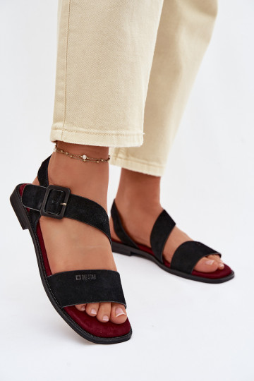 Dames suède sandalen Big Star TT274490 zwarte kleur