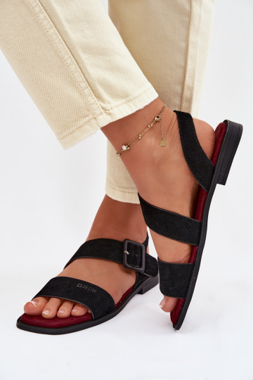 Dames suède sandalen Big Star TT274490 zwarte kleur 2