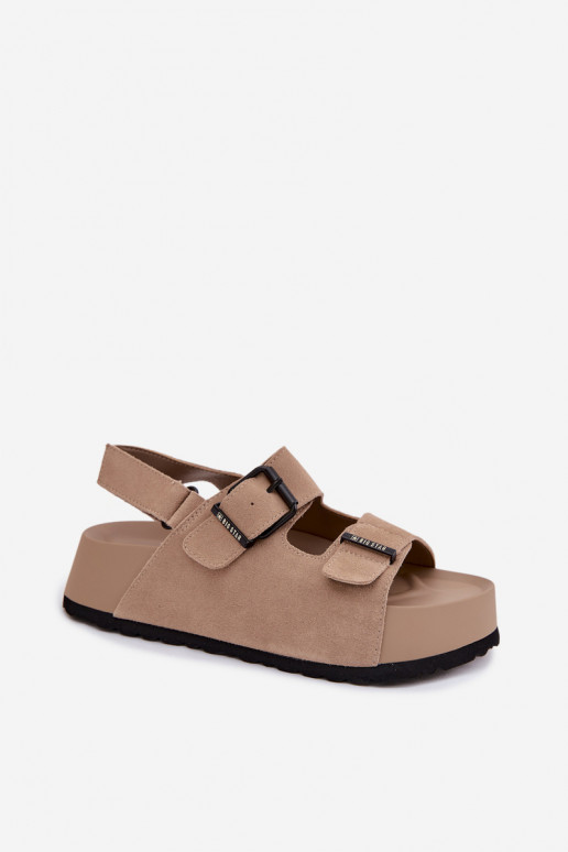 Sandalen van suède met platform Big Star TT274235 beige