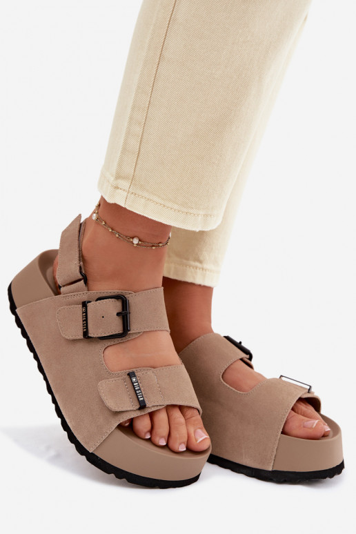 Sandalen van suède met platform Big Star TT274235 beige