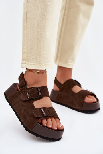 Sandales en daim à plateforme Big Star TT274236 couleur chocolat 2