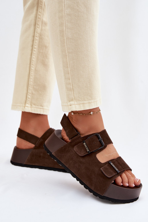 Sandalen van suède met platform Big Star TT274236 CzekoladoIne