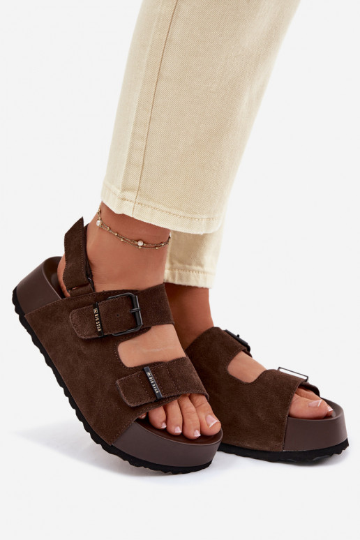 Sandalen van suède met platform Big Star TT274236 CzekoladoIne