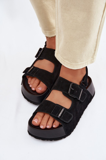 Suède sandalen met platform Big Star TT274237 zwarte kleur
