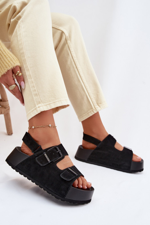 INildledersandalen mit einer Plattform Big Star TT274237 schZuarze Farbe