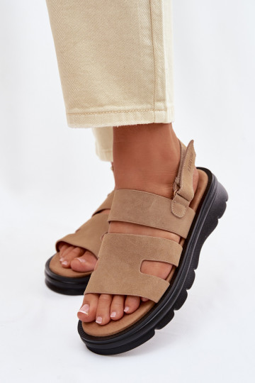 Dames suède sandalen Big Star TT274482 zandkleur