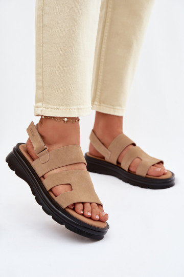 Dames suède sandalen Big Star TT274482 zandkleur 2