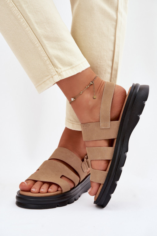 Sandales pour femmes en daim Big Star TT274482 beige