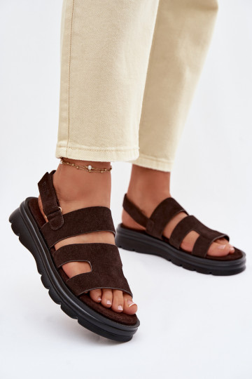 Dames suède sandalen Big Star TT274483 chocolade kleur 2