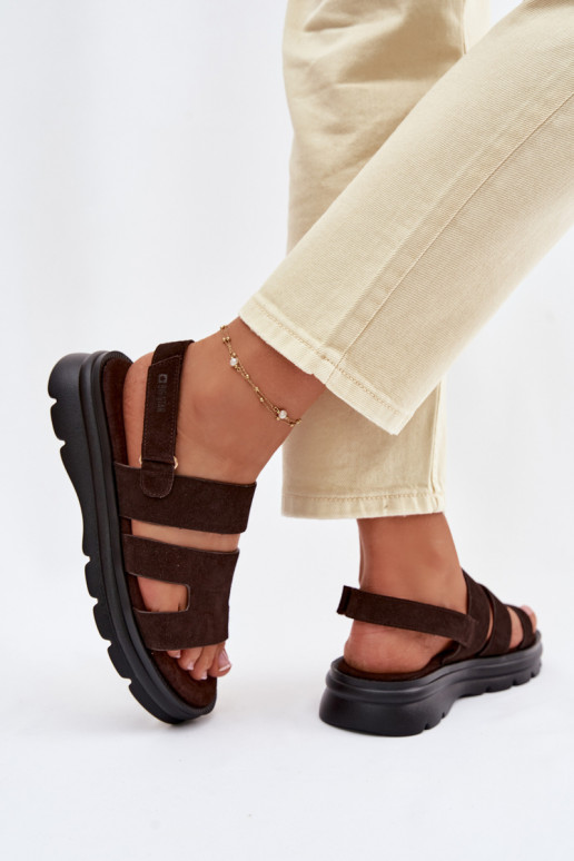 Sandales pour femmes en daim Big Star TT274483 CzekoladoÀe