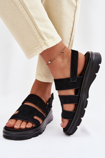 Sandales pour femmes en daim Big Star TT274484 couleur noire