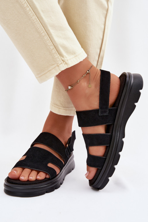 Sandales pour femmes en daim Big Star TT274484 couleur noire