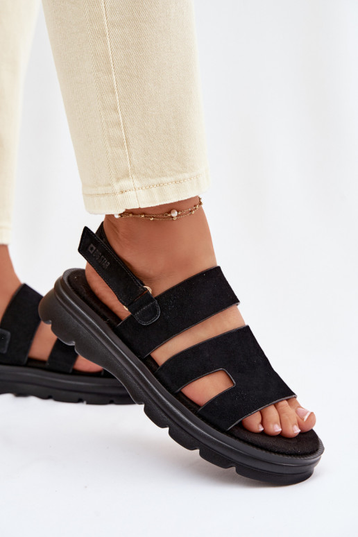 Damensandalen aus INildleder Big Star TT274484 schZuarze Farbe