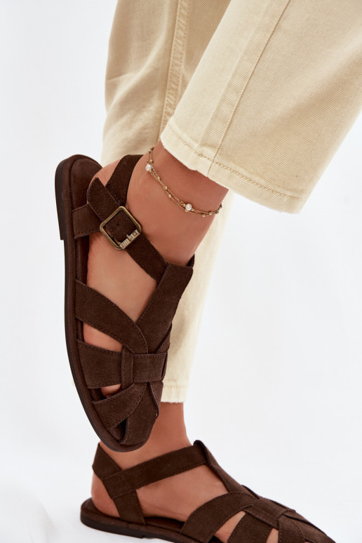 Sandalen voor damesOpturalnego van suèdeu Big Star TT274249 CzekoladoIne