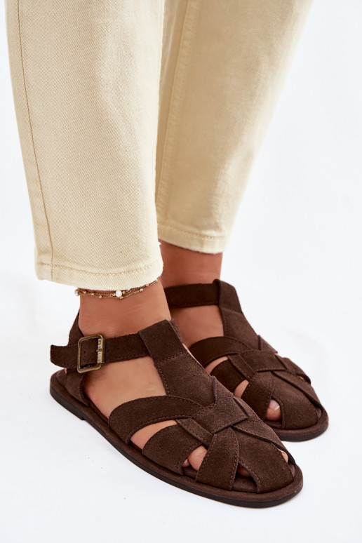 Sandalen voor damesOpturalnego van suèdeu Big Star TT274249 CzekoladoIne