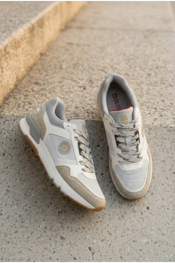 Heren sneakers met platform witte en blauwe kleur 2