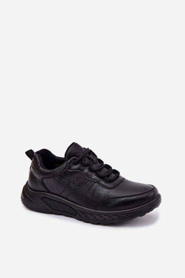 Heren sneakers van kunstleer zwarte kleur Torven