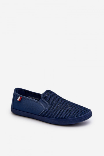 pour hommes avec des éléments ajourés Baskets chaussures décontractées bleu foncé Koboru
