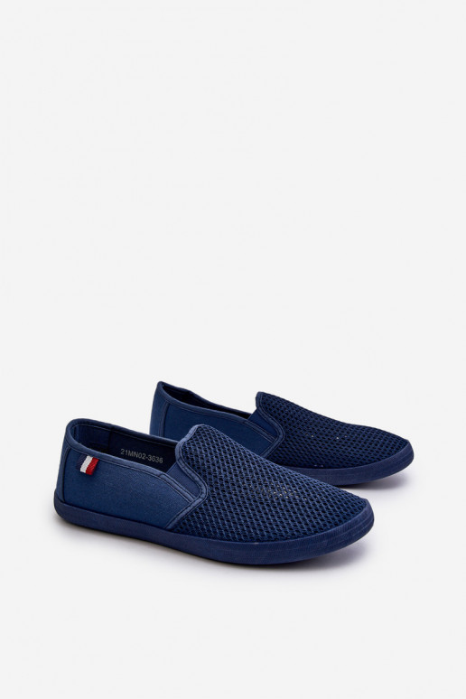 pour hommes avec des éléments ajourés Baskets chaussures décontractées bleu foncé Koboru
