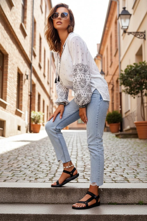 Sandales pour femmes de style sportif avec fermetures adhésives de couleur noir Vilari