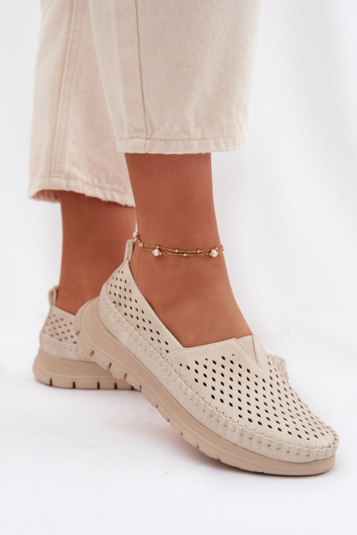 met elementen van opengeInerkt Eenvoudig dames mocassins Sergio Leone MK099H beige-gouden kleur