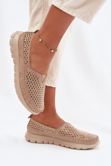 Mocassins pour femmes avec éléments ajourés Sergio Leone MK099H couleur or