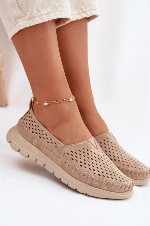 met elementen van opengeInerkt Eenvoudig dames mocassins Sergio Leone MK099H gouden kleur