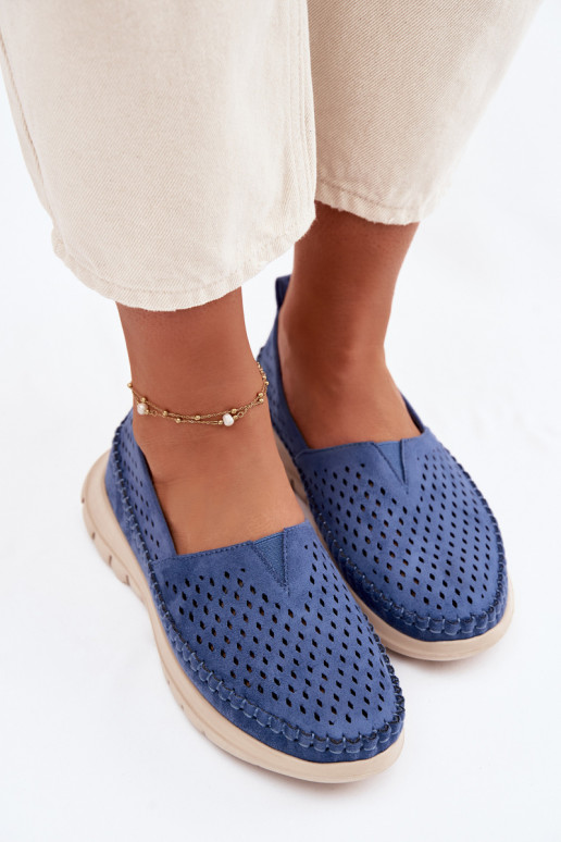 met elementen van opengeInerkt Eenvoudig dames mocassins Sergio Leone MK099H blauIn