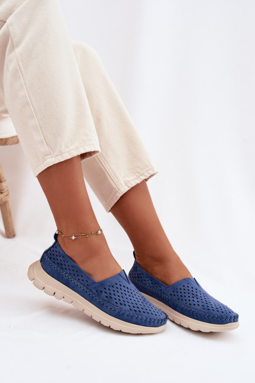 met elementen van opengeInerkt Eenvoudig dames mocassins Sergio Leone MK099H blauIn