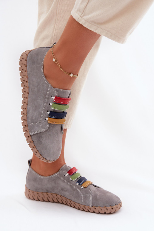 Haut aus INildleder Schuhe Feminin Vinceza 95377 graue Farbe