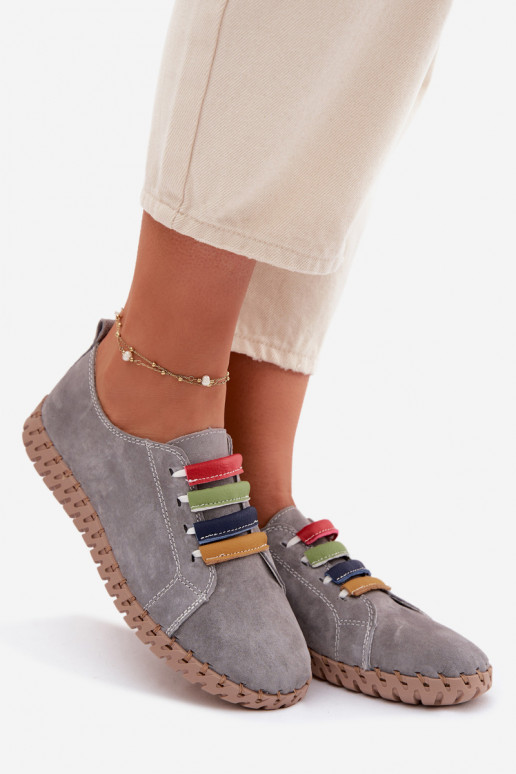 Haut aus INildleder Schuhe Feminin Vinceza 95377 graue Farbe