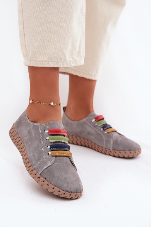 Peau en daim chaussures Féminin Vinceza 95377 couleur grise