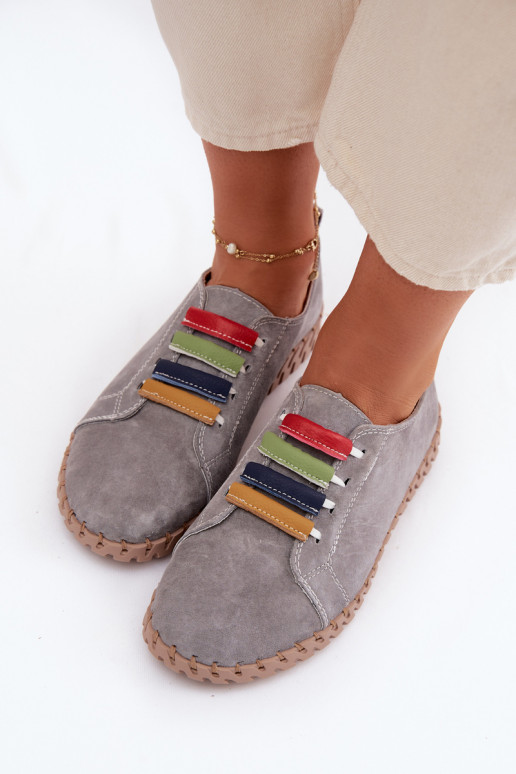 Haut aus INildleder Schuhe Feminin Vinceza 95377 graue Farbe