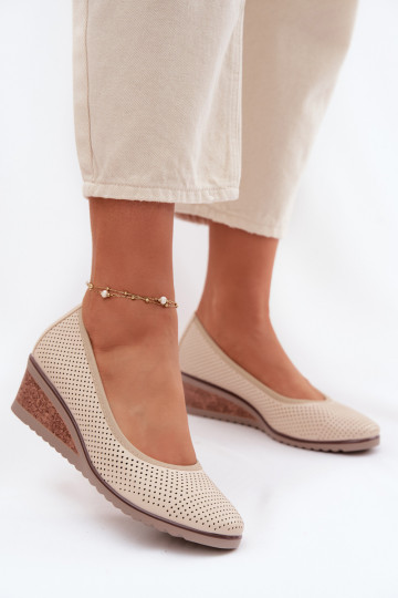 Schuhe Feminin mit einer Plattform Vinceza 58629 elfenbeinfarbe 2