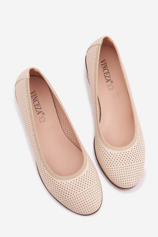 Schuhe Feminin mit einer Plattform Vinceza 58629 elfenbeinfarbe