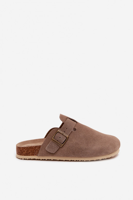 Damespantoffels KlompenOpturalnego van suèdeu Vinceza 101332 beige