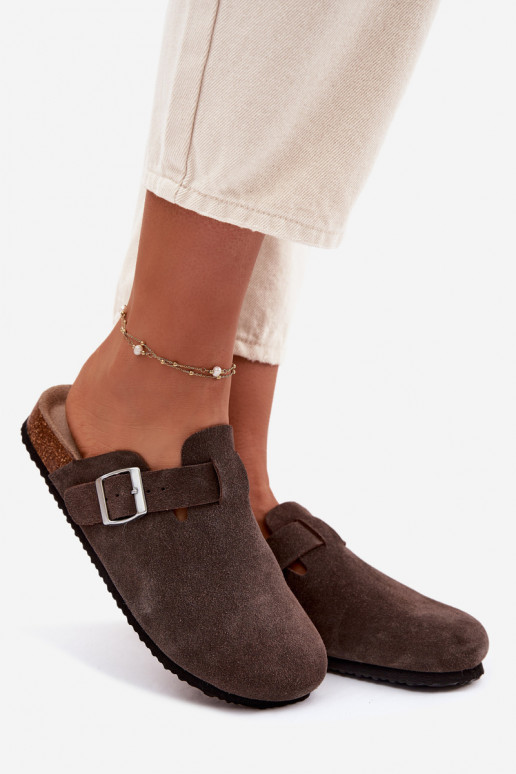 Pantoufles pour femmes SabotsActivéturalnego en daimu Vinceza 101332 CzekoladoÀe