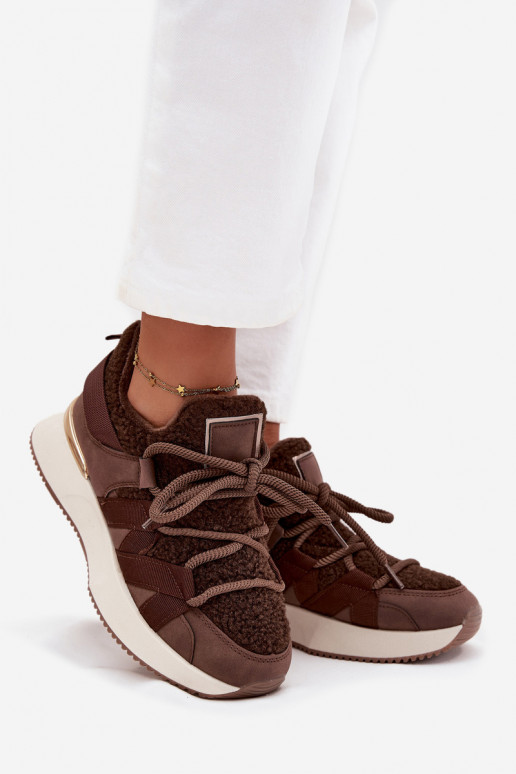 sich Zuarm laufen Sneakers Stilvollllschuhe Feminin mit einer Plattform braune Farbe Juvira