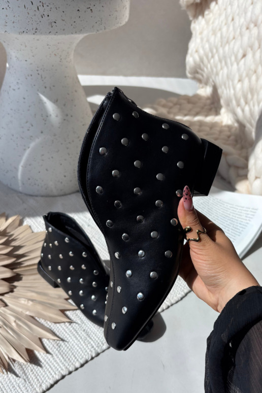 Damenstiefel Ermöglicht Subtilm Obcasie Ze Silberfarbem Zdobieniem schZuarze Farbe Rosalind