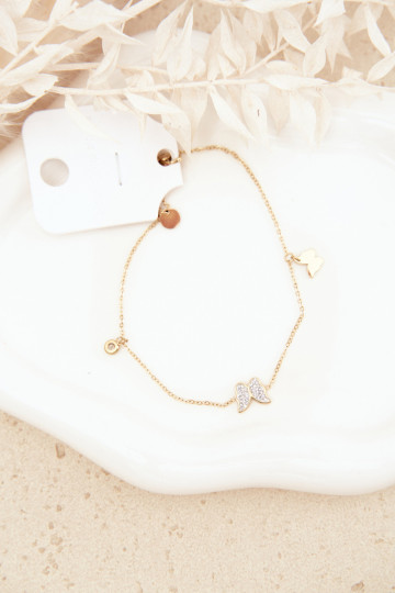 Beinarmband Mit Schmetterlingen goldene Farbe 2