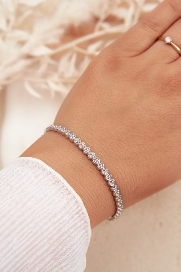 Ein Armband FemininKleinmund Zirkone Stal NierdzeZuna Silberfarbe