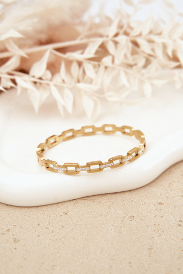 Bracelet pour femme décoré de zircons cubiques couleur or 2