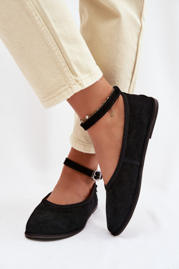Ballerines en daim naturel Big Star TT274212 couleur noire