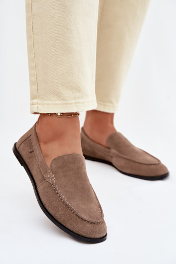 Damesmokassins van natuurlijk suede Big Star TT274207 in zandkleur 2