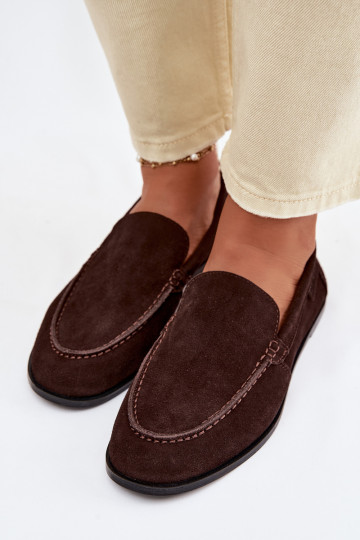 Mocassins pour femme en daim naturel Big Star TT274208 couleur chocolat