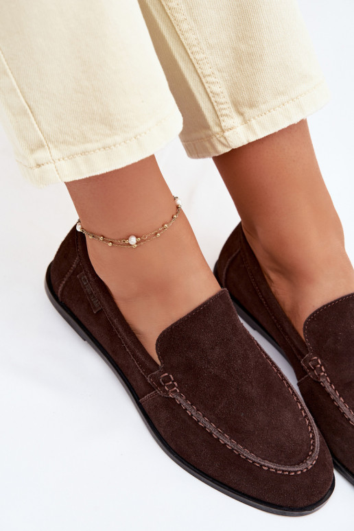 dames mocassinsOpturalnego van suèdeu Big Star TT274208 CzekoladoIne