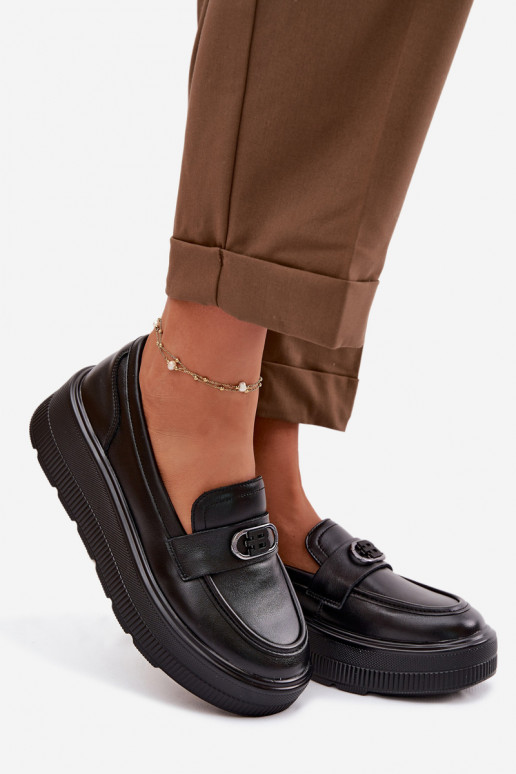 Peau Mocassins plateforme femme Vinceza 39974 couleur noire