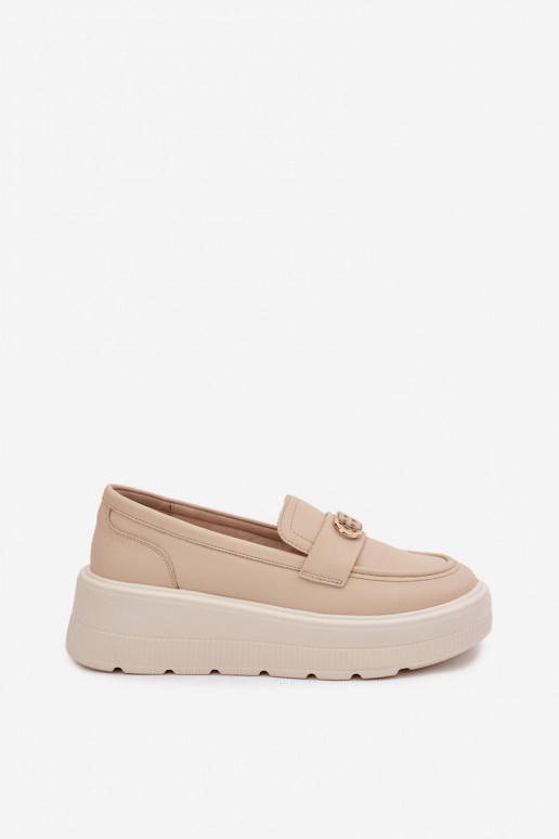 Leer Damesmocassins op het platform Vinceza 39974 beige